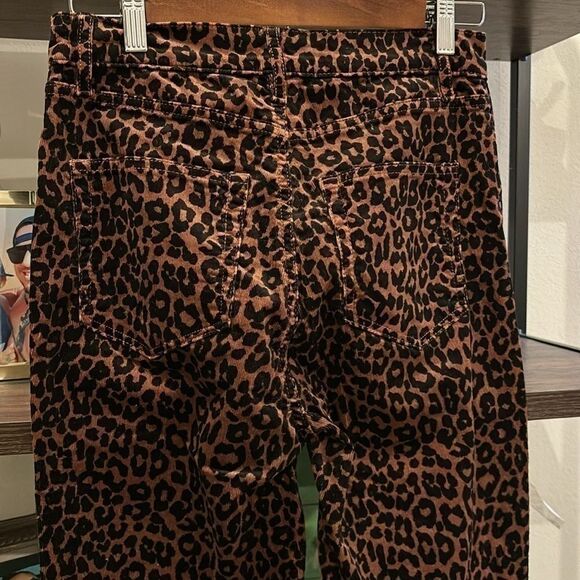 Loft Brown Corduroy Leopard Animal Print High Rise Waist Skinny Jeans Size 2​​​ - Picture 7 of 12